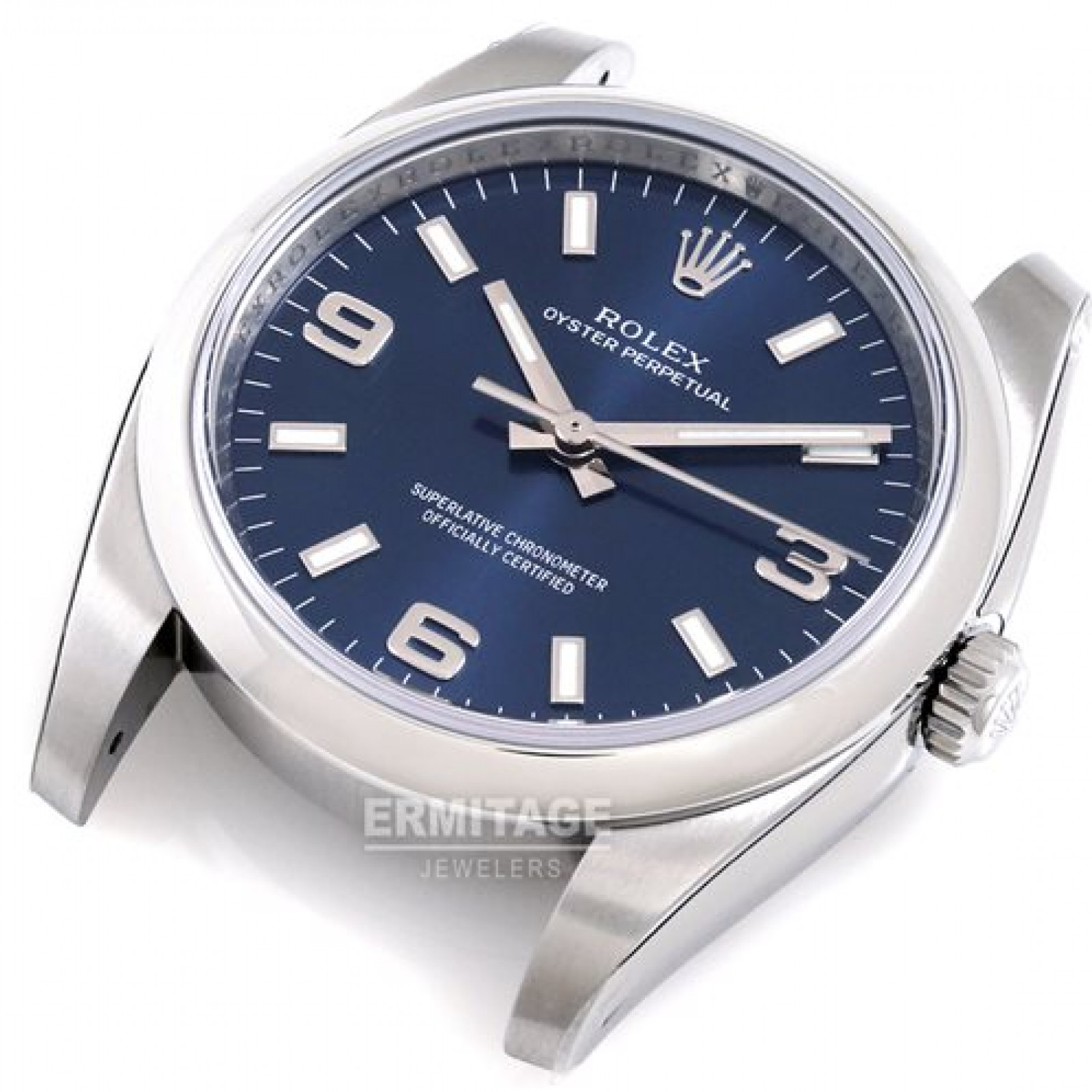 Pre-Owned Stainless Steel Rolex Oyster Perpetual 114200 with Blue Dial